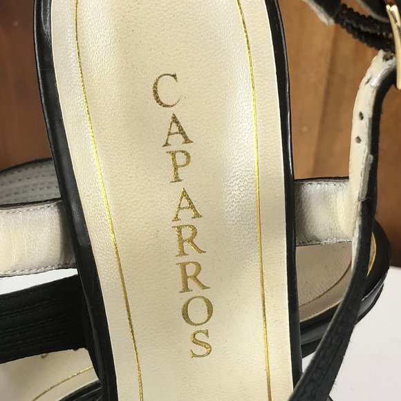 Caparros Black Strappy High Heeled Leather Sole Evening Sandals Glamcore Whimsy - Picture 5 of 17